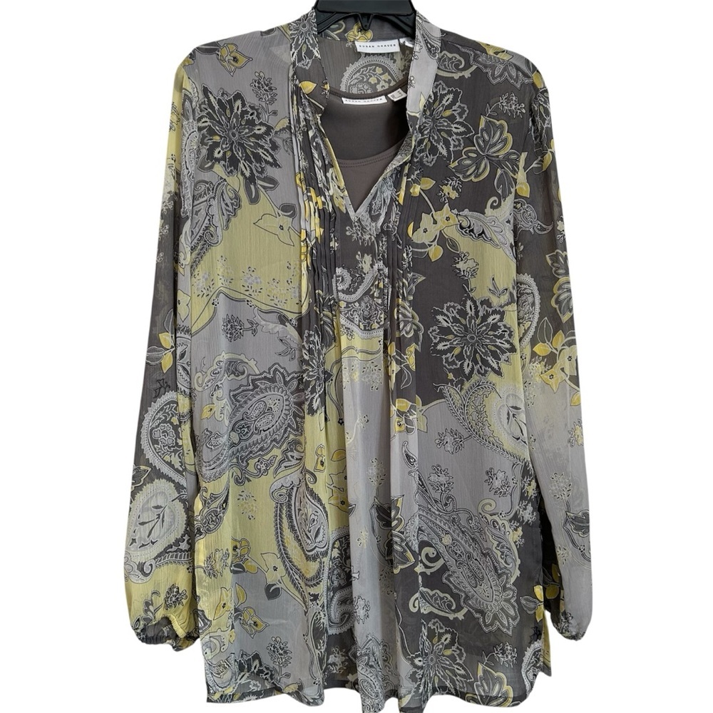 SUSAN GRAVER Floral Paisley Blouse and Tank Top Set